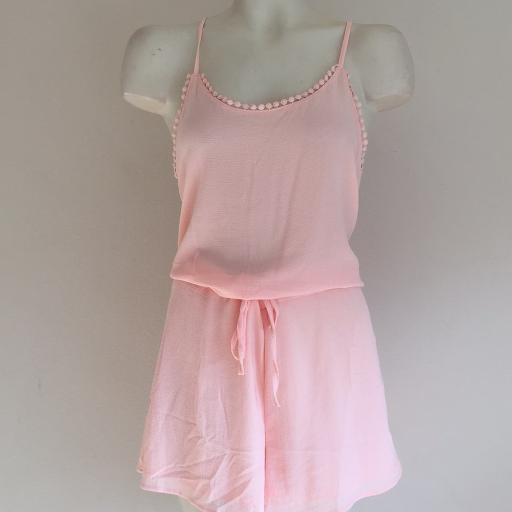 Pink Romper NWT Crochet Detail